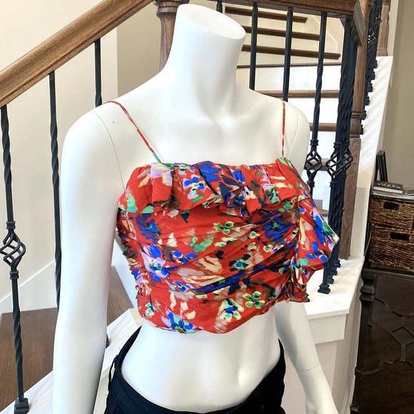 NWOT ZARA Ruffle Spaghetti Strap Cami Top, size Small - Picture 3 of 10